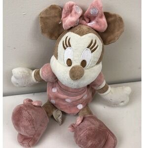 Minnie Mouse Pastel Plush Crinkle Rattle Baby Pink Polka‎ Dot Dress Disney 2010